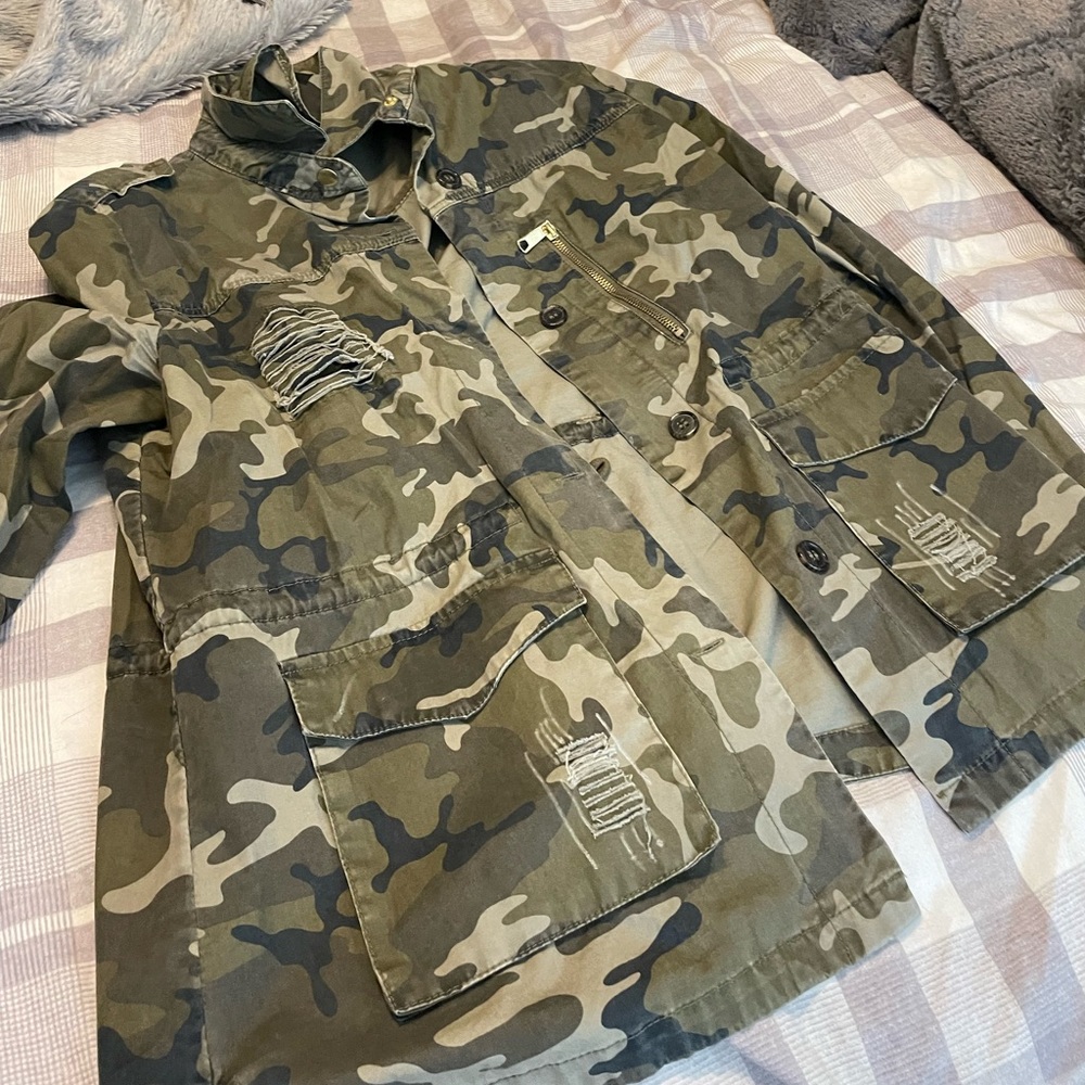 Distressed camo jacket